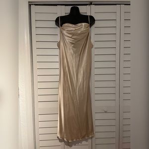 Bebe Satin Silk Beige Dress 90s Y2K